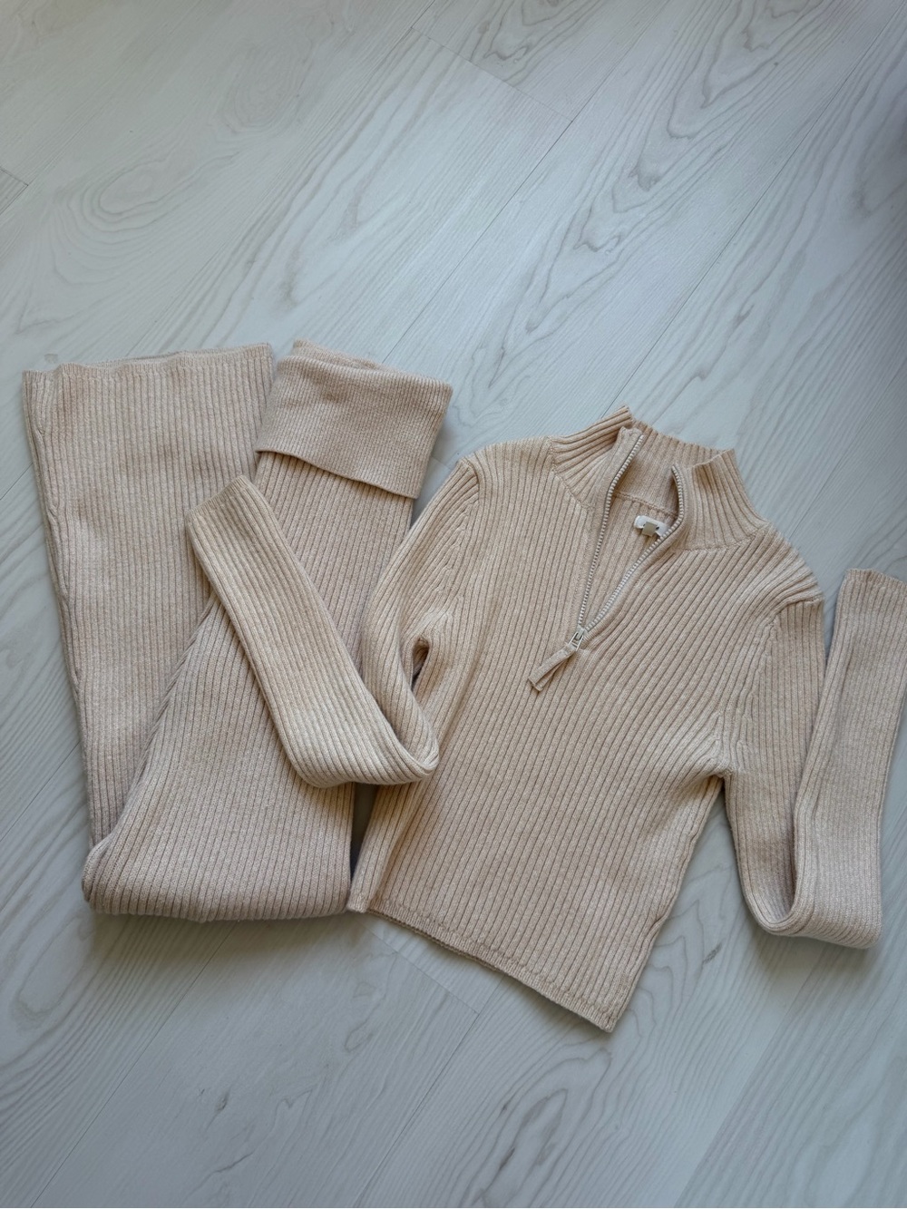 aerie Ribbed Wide-Leg Knit Pants and Sweater - Picture 2 of 4